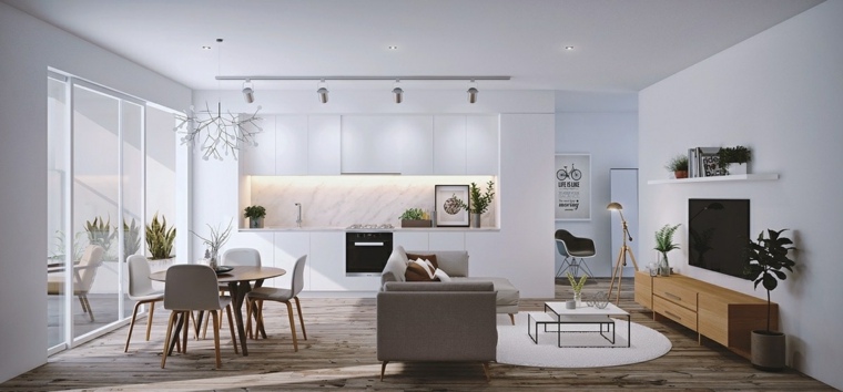 atviro plano marmurinės virtuvės deko interjero erdvės dizaino organizavimas