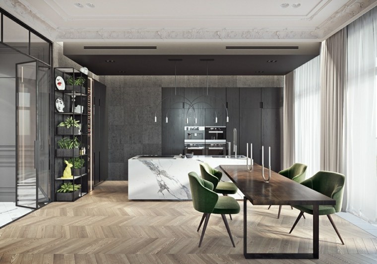 arredamento cucina in marmo nero mobili design zona pranzo