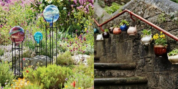 庭の装飾植木鉢階段ガラス球