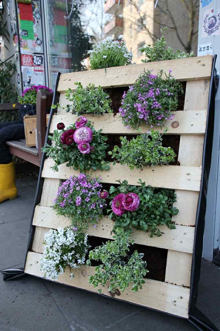 Idea pallet riciclati contenitori per fiori da giardino in legno