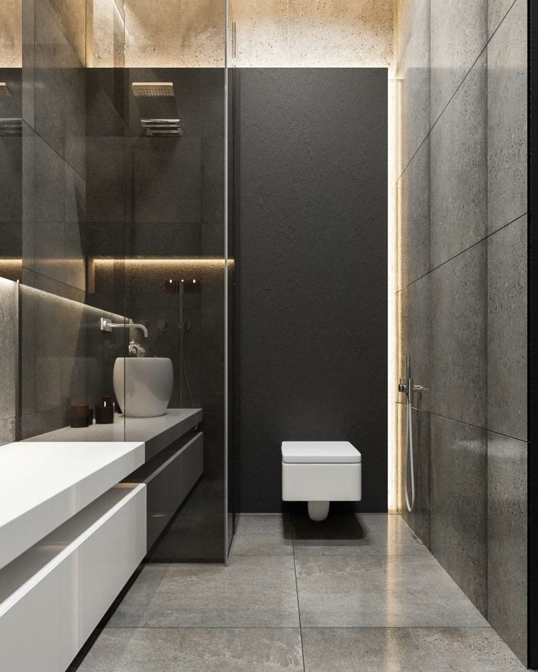 Zen kupaonica deco wc u sivom minimalističkom stilu