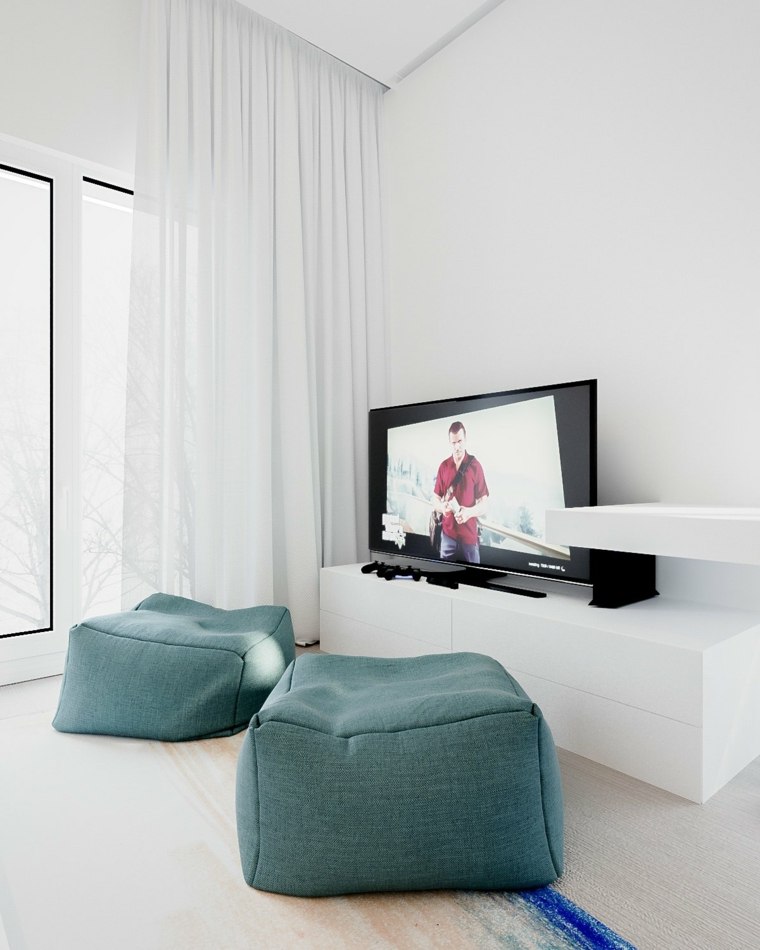 minimalistički uređenje doma pouf suvremeni dizajn dnevne sobe