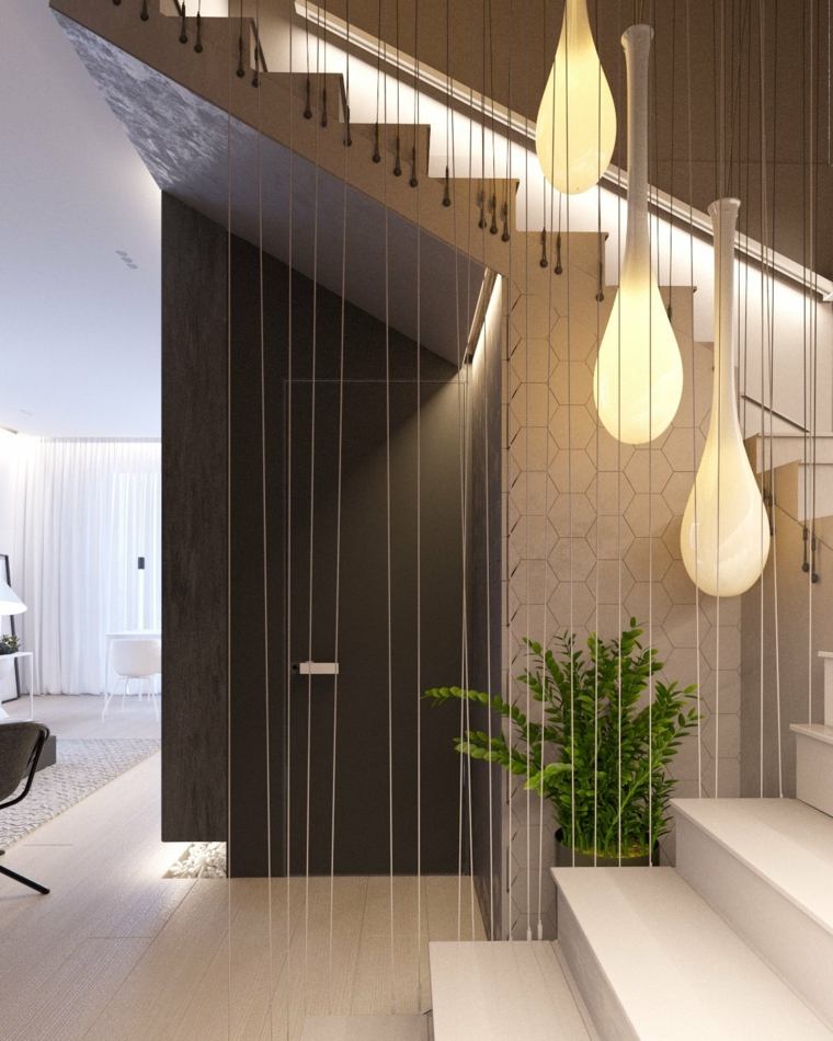 minimalistički dizajn interijera stubišta s rasvjetom