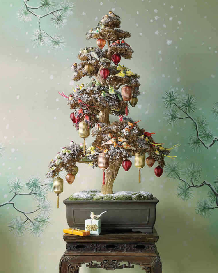 Kalėdinės dekoracijos, kad pasigamintumėte bonsai