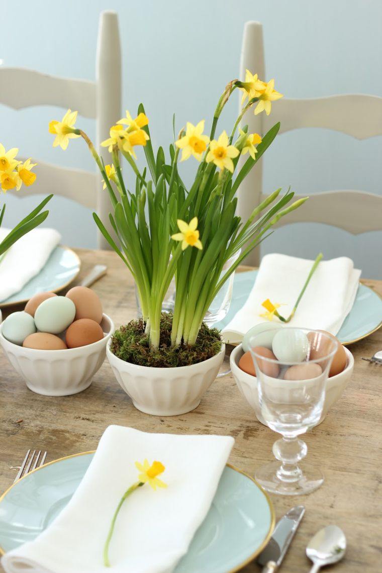 tavaszi dekoráció-asztal-növény-edény