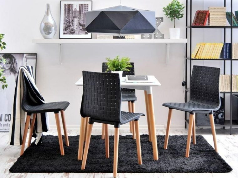 男性的なスタイル-デコ-北欧-ダイニング-部屋-デザイン-椅子-小さなテーブル