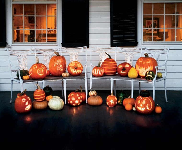 decorazione della fila di zucca di halloween a buon mercato