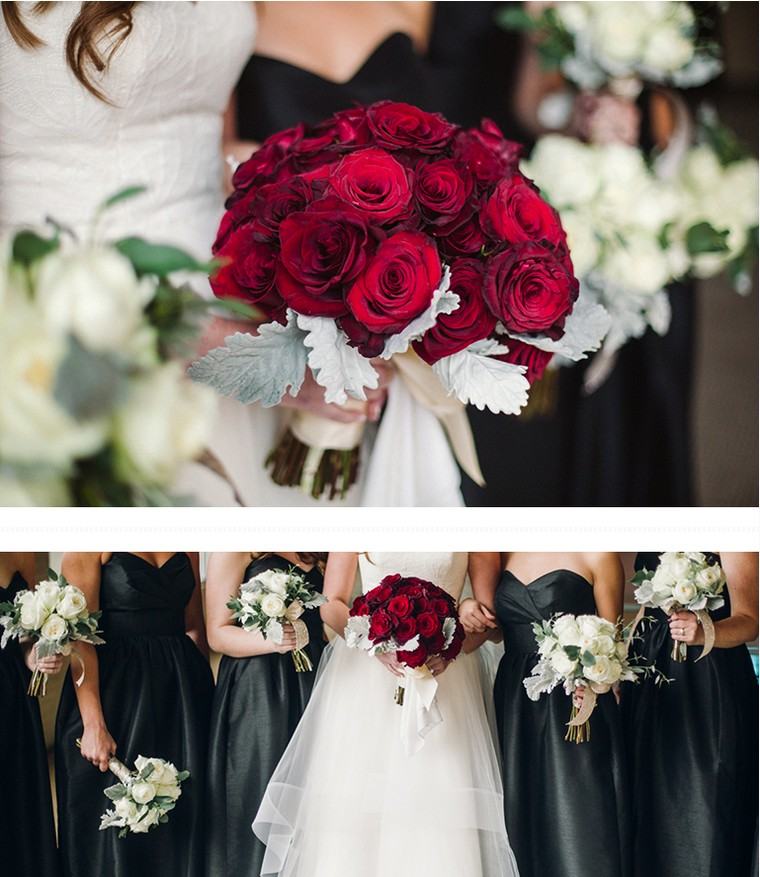 赤と黒の結婚式のバラ
