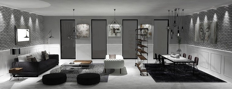 interjeras-plytų siena-minimalistinis-dizainas-modernus