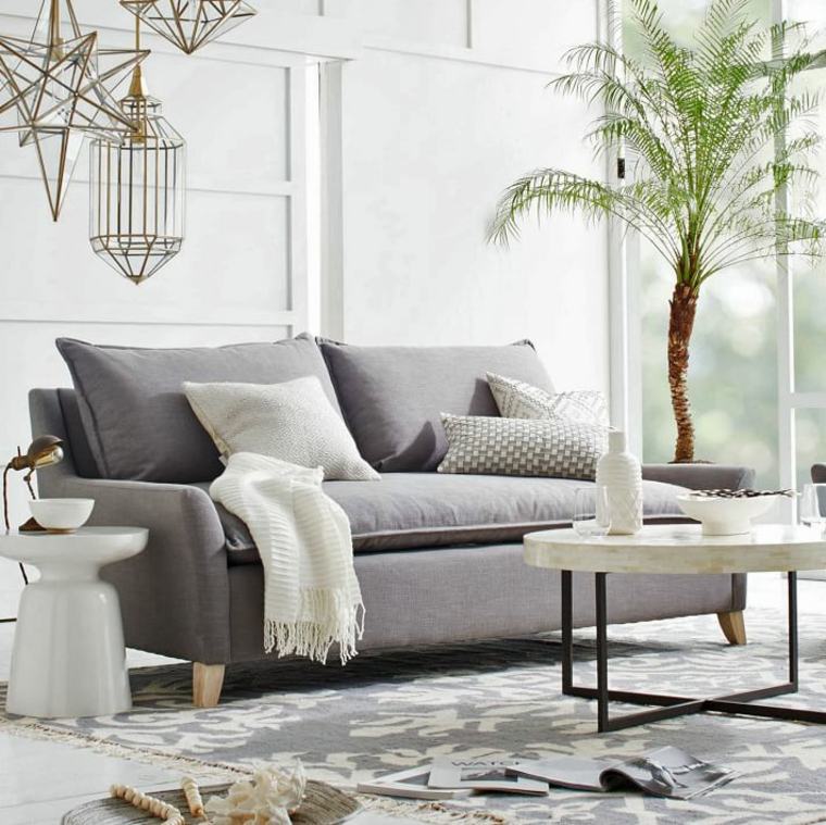 modernaus dekoro pilkos sofos