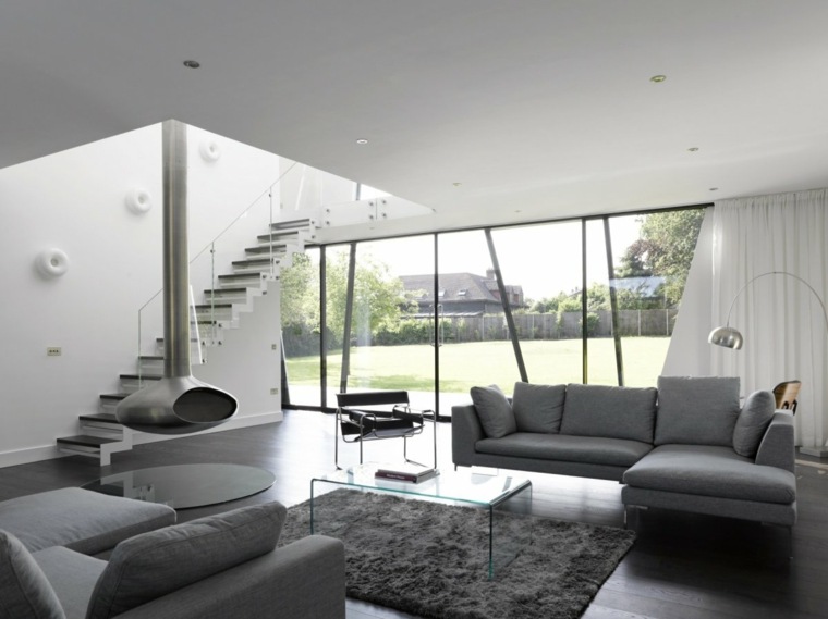 modernaus interjero dizaino pilka sofa
