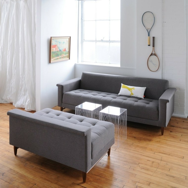 modernaus dizaino sofos pilka svetainė