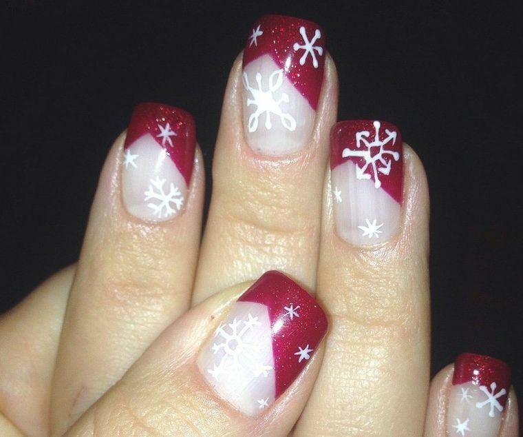decorazione-unghie-natali-rosso-modello-fiocco-di-neve