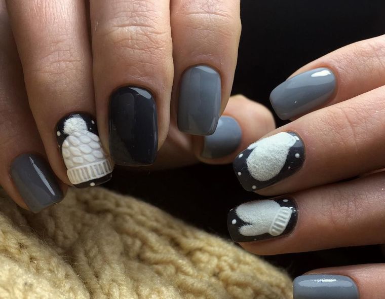 nail-deco-noel-black-and-white-cute-pattern
