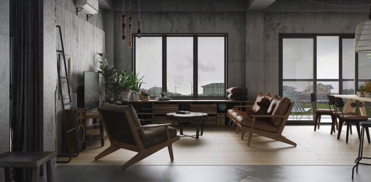 arredamento orientale atmosfera zen design industriale mobili soggiorno moderno legno