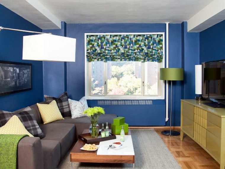 idee per dipingere le pareti del soggiorno blu