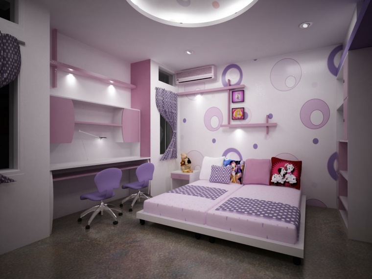idee per decorare la camera da letto della bambina con vernice bianca viola