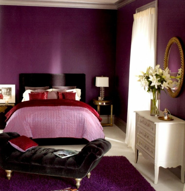 idee di vernice viola per pareti interne della camera da letto degli adulti