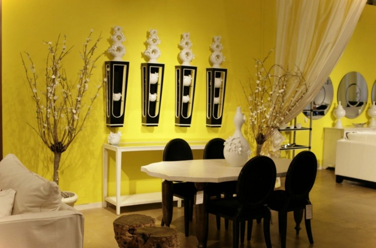 Deco pittura pareti interne design giallo soggiorno