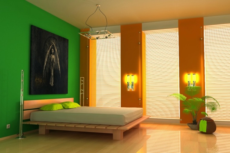giallo arancio verde vernice deco moderna camera da letto minimalista