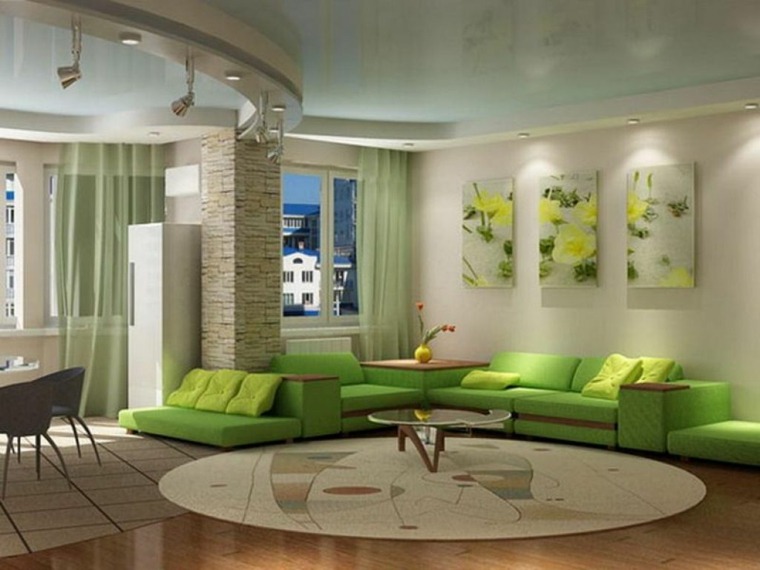 pittura deco mobili verdi ampio soggiorno spazioso