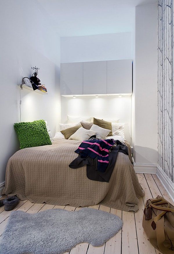idee per camera da letto piccola in legno deco parquet