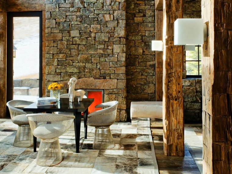 interni moderni in pietra e legno deco chic country
