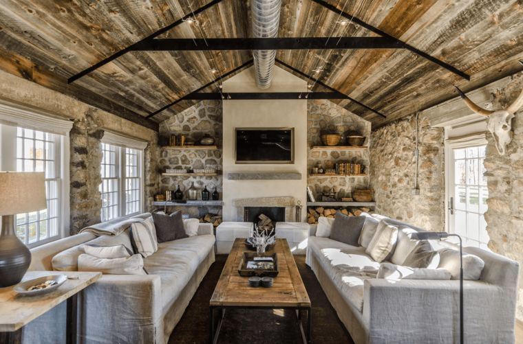 soggiorno di design in stile chalet