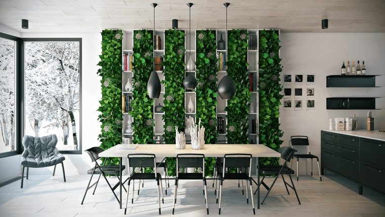 緑の植物とリビングルームの装飾
