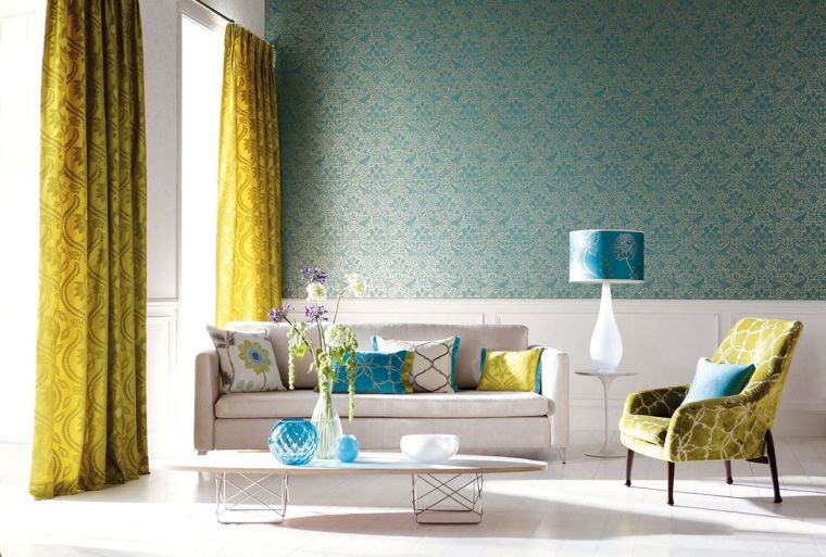 teal blue living room decor contemporanee tende per interni accessori per il soggiorno