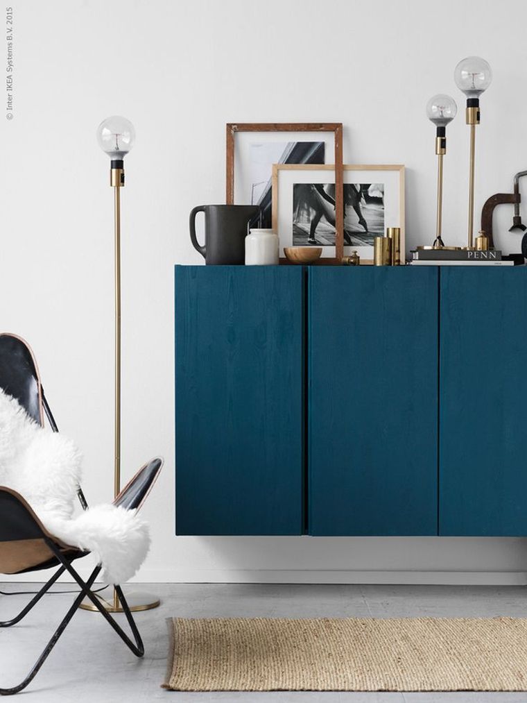 Armadio a muro per soggiorno ikea colore anatra blu