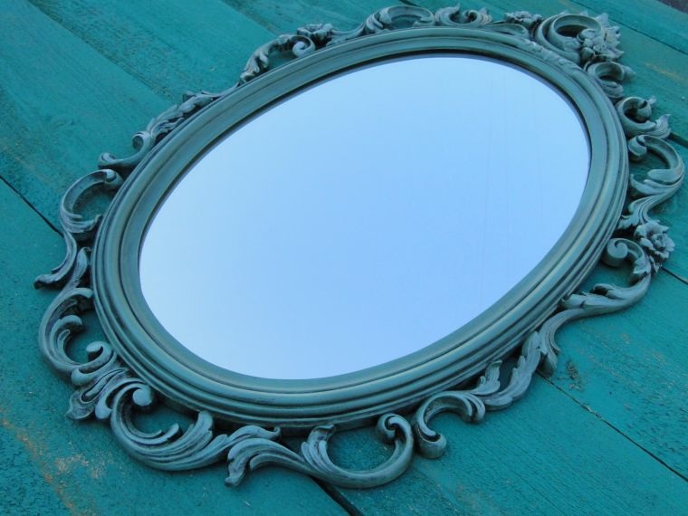 veidrodžio rėmas senovinė antis mėlyna apdaila svetainė svetainė madingos spalvos