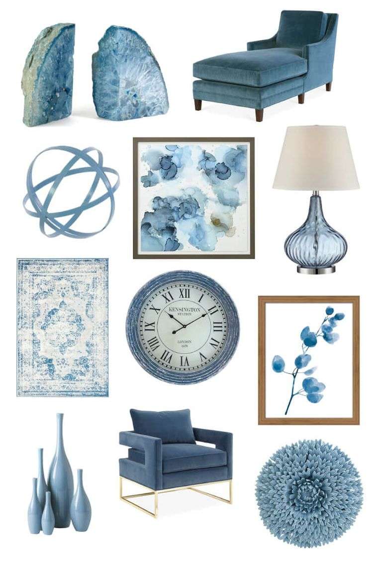 アヒルの青いリビングルームの装飾インテリア-家具-アクセサリー