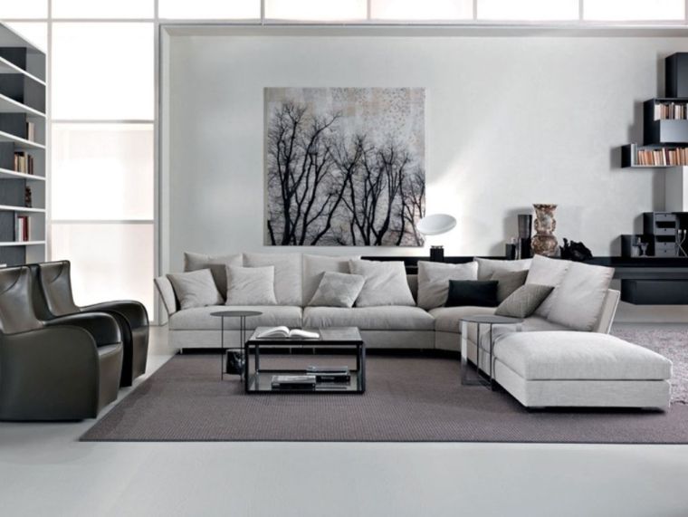 világosszürke nappali dekoráció designer bútorok