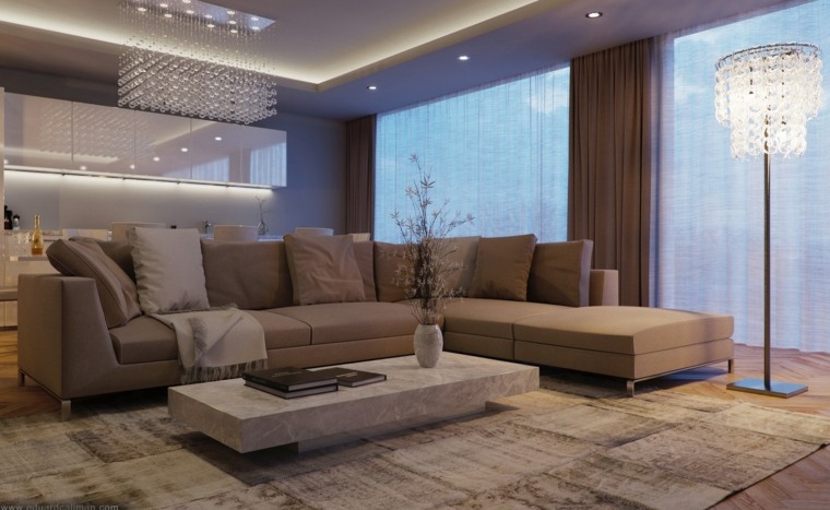 designer bútorok szürke nappali modern taupe kanapék