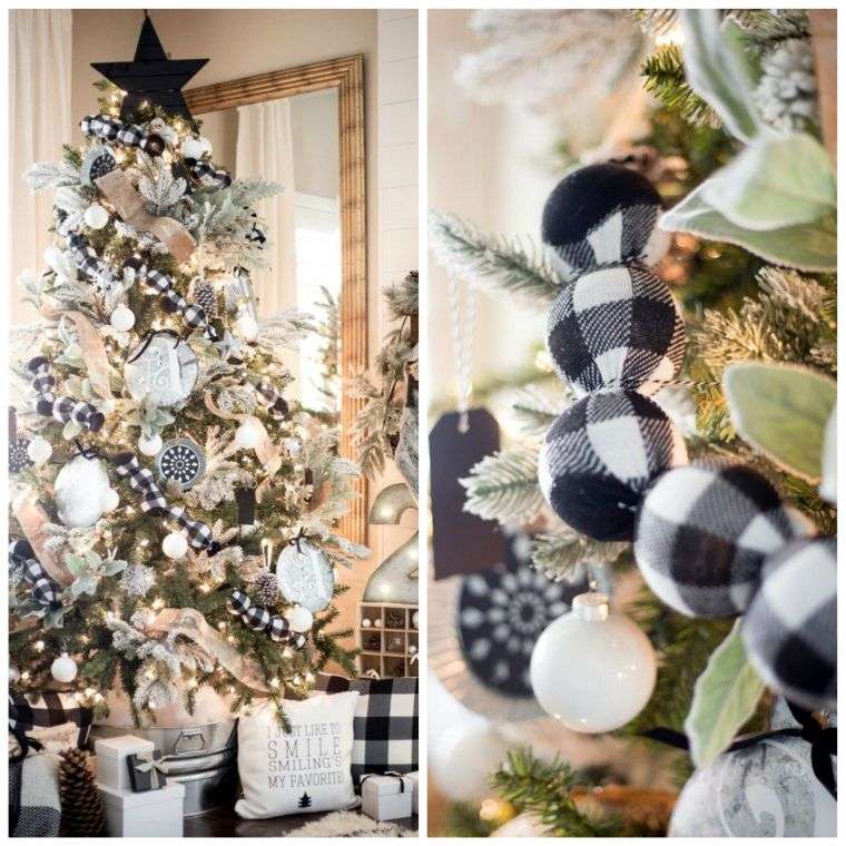 Foto albero di Natale fai da te decorazioni natalizie bianche e nere da realizzare