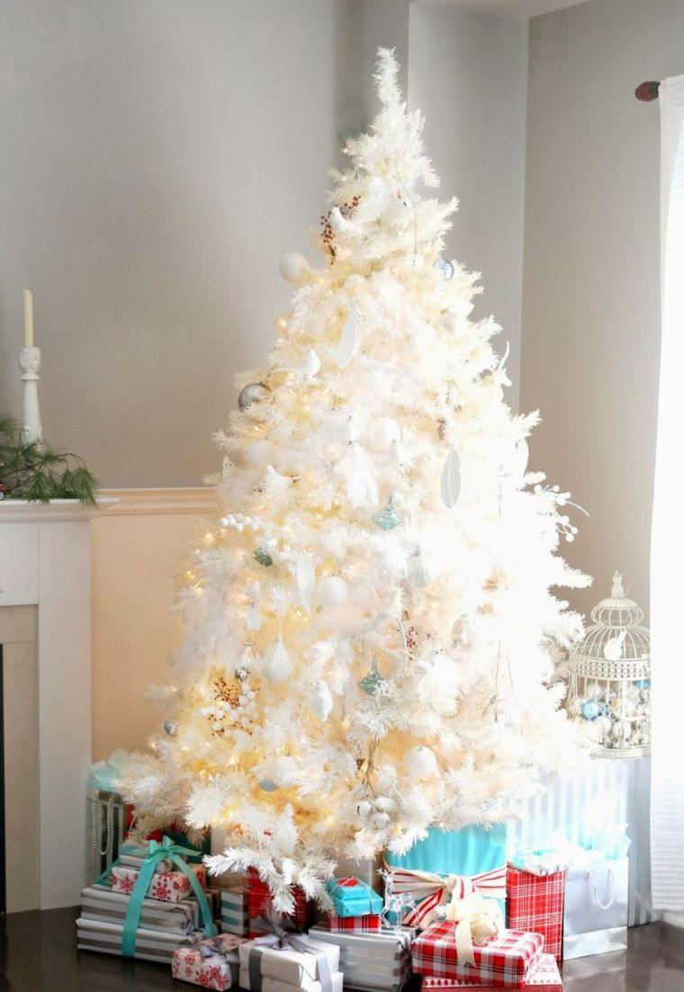 人工樹の白い装飾クリスマスのアイデア