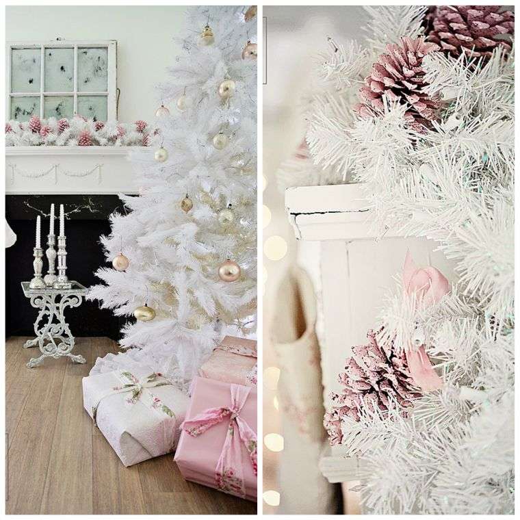 albero artificiale colore rosa decorazione bianca