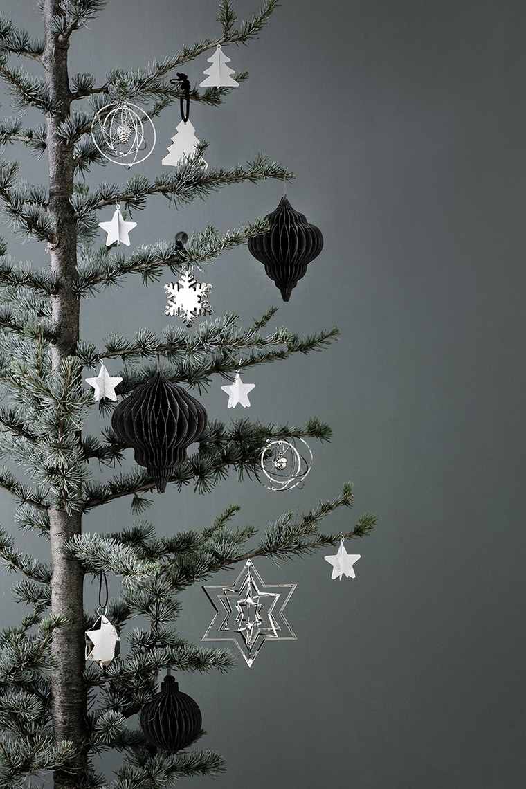 Skandináv fekete fehér karácsonyfa díszítés