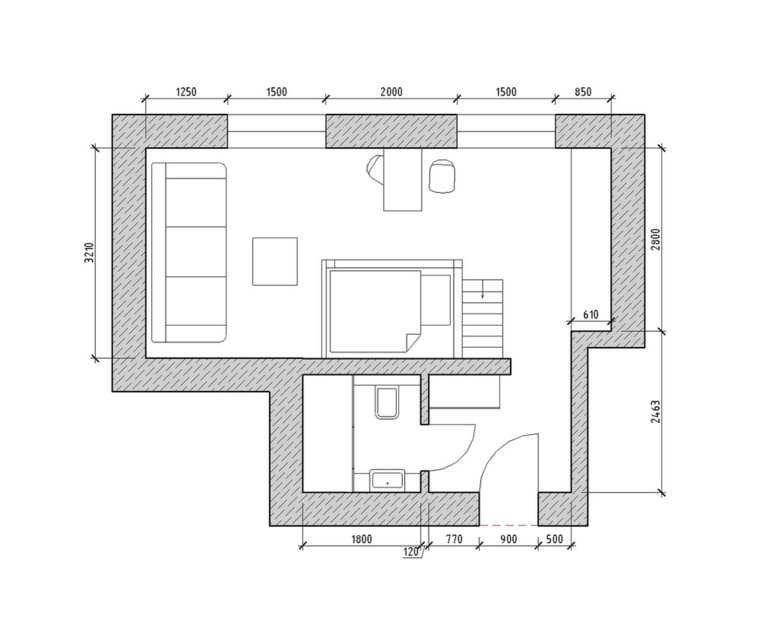 disegno del layout della piccola area della casa
