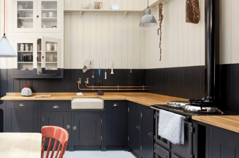 stile-deco-maschile-mobili-nero-piano-di-lavoro-in-legno-layout-cucina