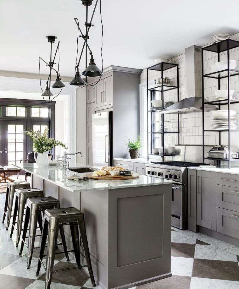 Deco-stile-maschile-colori-tavolozza-grigio-cucina-isola-bar