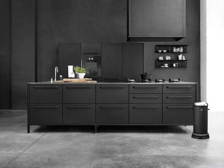 modello deco stile maschile-nero-cucina-isola-centrale-idea