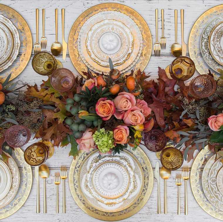 Dekoratív asztal őszi elegáns-esküvői érintések-arany