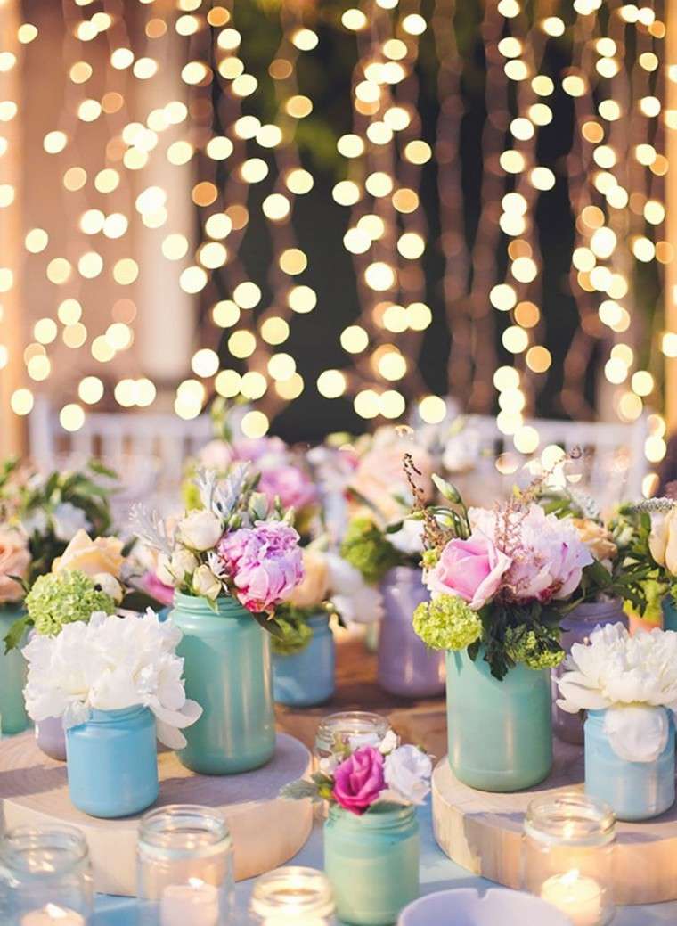 Vaso di fiori di ghirlanda di luce decorazione della tavola di primavera