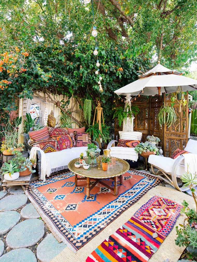 idea di stile boho chic esterno deco