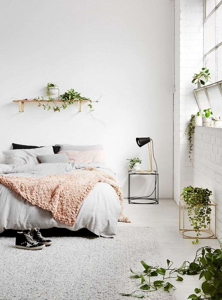 proljeće-spavaća soba-ukras-zeleno-biljke-ideja