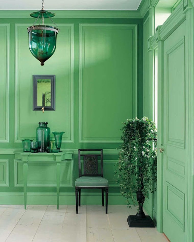 žalias interjero dekoras
