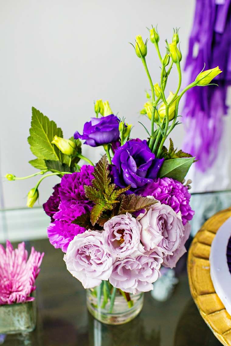 decorazione per fiori di compleanno viola rosa colori