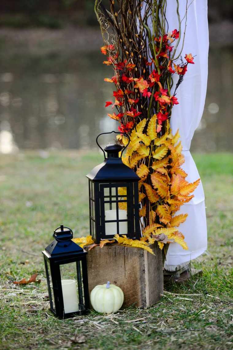 candele decorazione autunnale idea fai da te foglie cadute